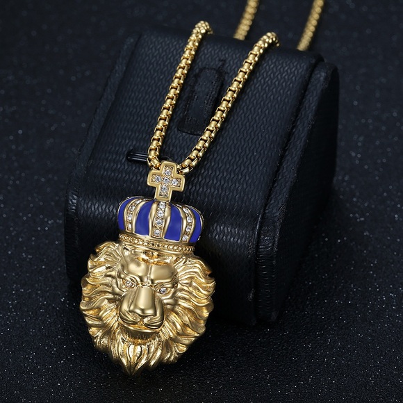 Macy's Other - Royal Lion Pendant Necklace Crown & Cross